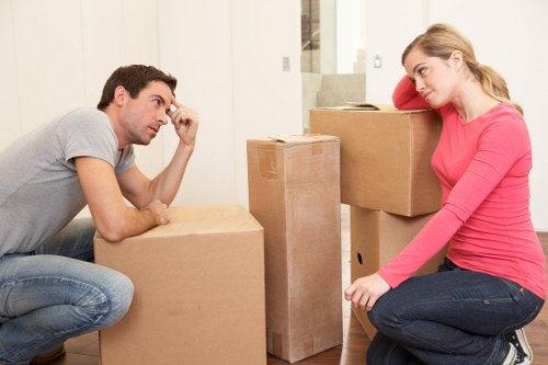 Packed boxes ready for house removals in Ruislip