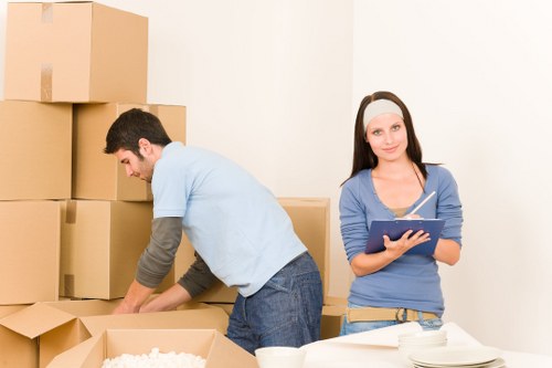 Commercial office relocation with labelled boxes in Ruislip